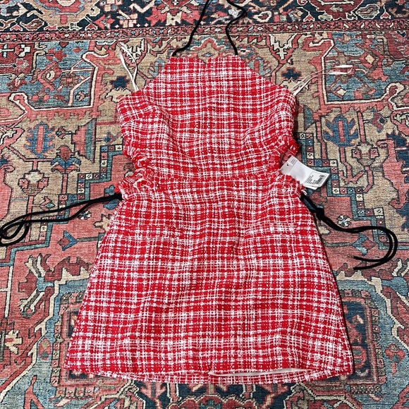 NWT self-portrait Boucle Cut Out Mini Dress in Red size US 6/ UK 10 - Picture 4 of 9